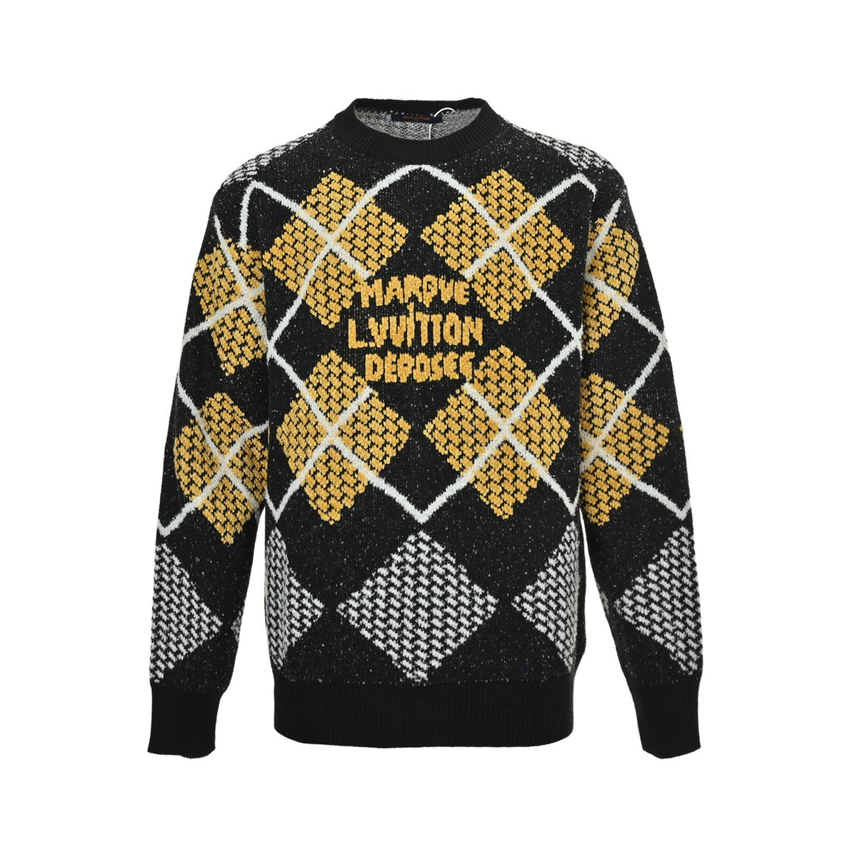 Louis Vuitton 24Fw checkerboard geometric texture line knitted sweater