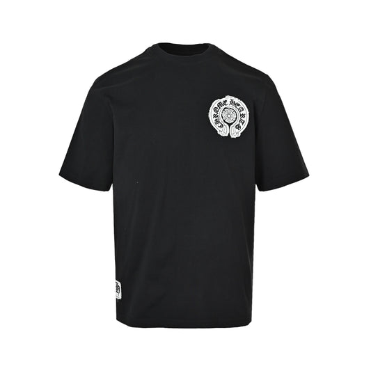 Chrome Hearts Sanskrit horseshoe patch embroidered short sleeves