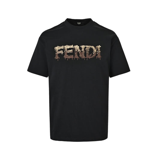 Fendi 26ss beaded dissolved letter embroidered short sleeves