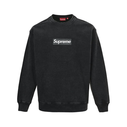 Supreme cracked BOX printed washed crew neck sweatshirt