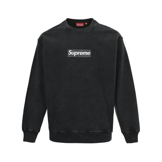 Supreme cracked BOX printed washed crew neck sweatshirt