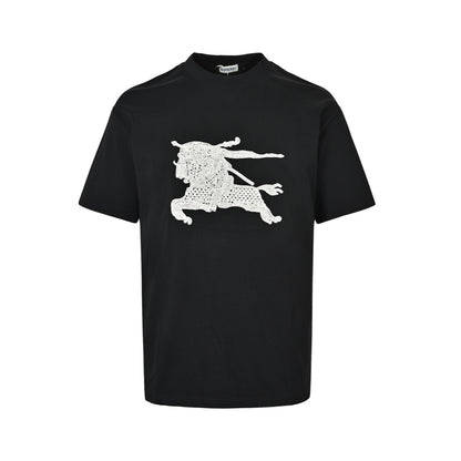 Burberry 26ss braided war horse embroidered short sleeves