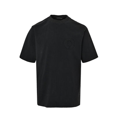 Chrome Hearts/Chrome Heart Heavy Dark Pattern Horseshoe Patch Embroidered Short Sleeves