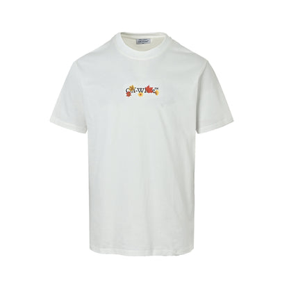 OFF WHITE CO VIRGIL Maple Leaf Flower Arrow Embroidered Short Sleeve