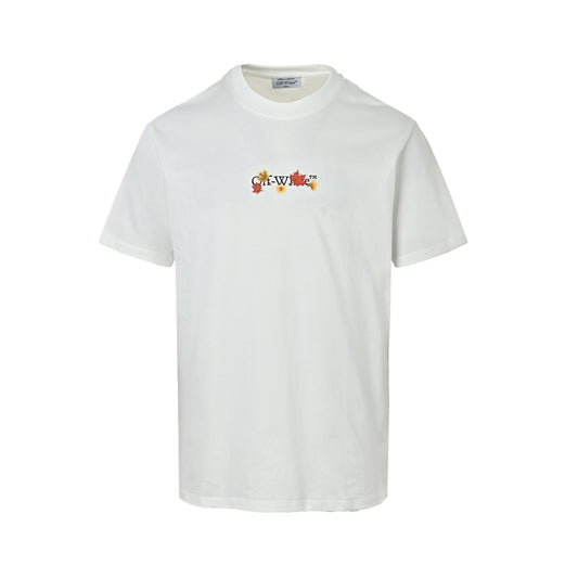 OFF WHITE CO VIRGIL Maple Leaf Flower Arrow Embroidered Short Sleeve
