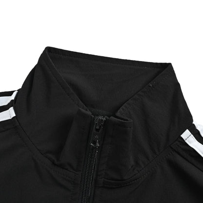 adidas Logo Striped Long Sleeve Retro Sports Stand Collar Jacket