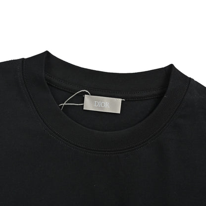 Dior 26ss fluorescent green letter logo embroidered short sleeves