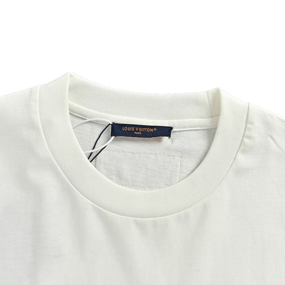 Louis Vuitton ink blue floral three-dimensional logo short sleeves
