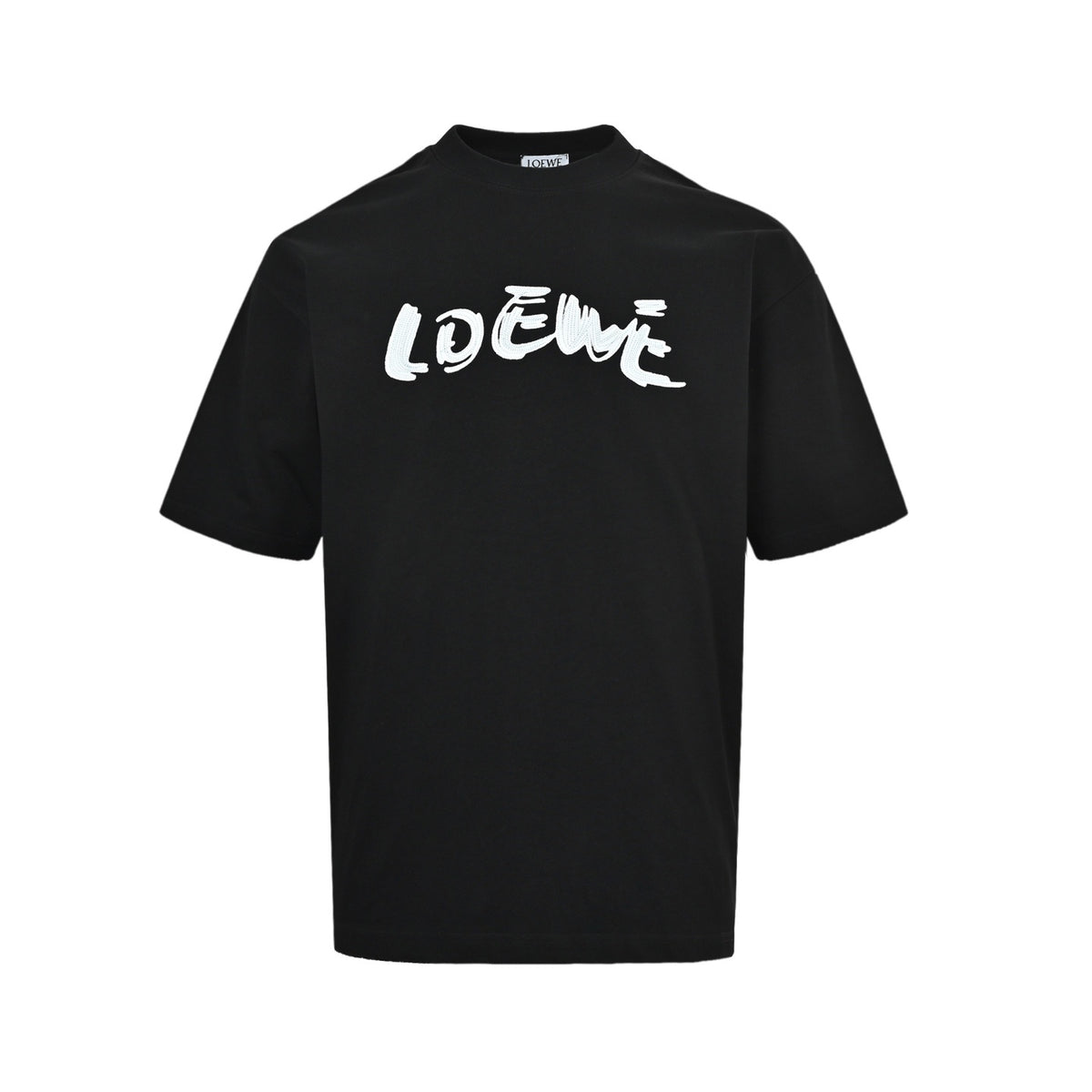 Loewe/Luo Yiwei graffiti cursive dotted signature letter printed short sleeves