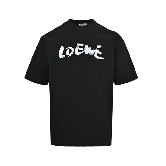 Loewe/Luo Yiwei graffiti cursive dotted signature letter printed short sleeves