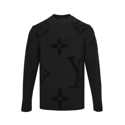 LouisVuitton/Louis Vuitton 25ss large LOGO flocking all-over printed long sleeves