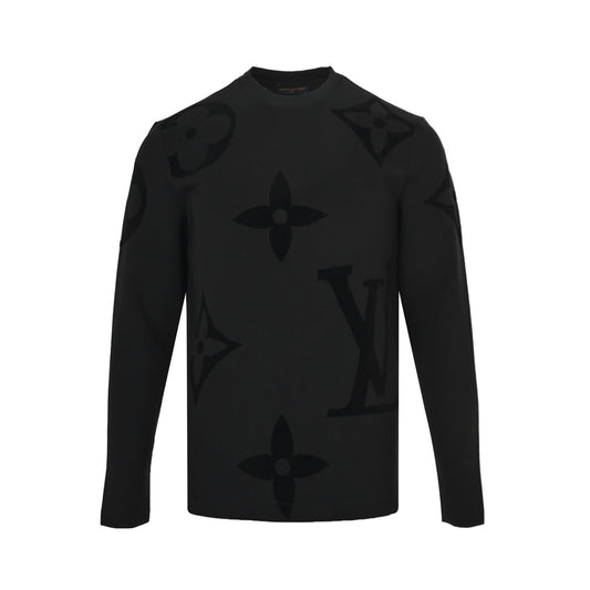 LouisVuitton/Louis Vuitton 25ss large LOGO flocking all-over printed long sleeves