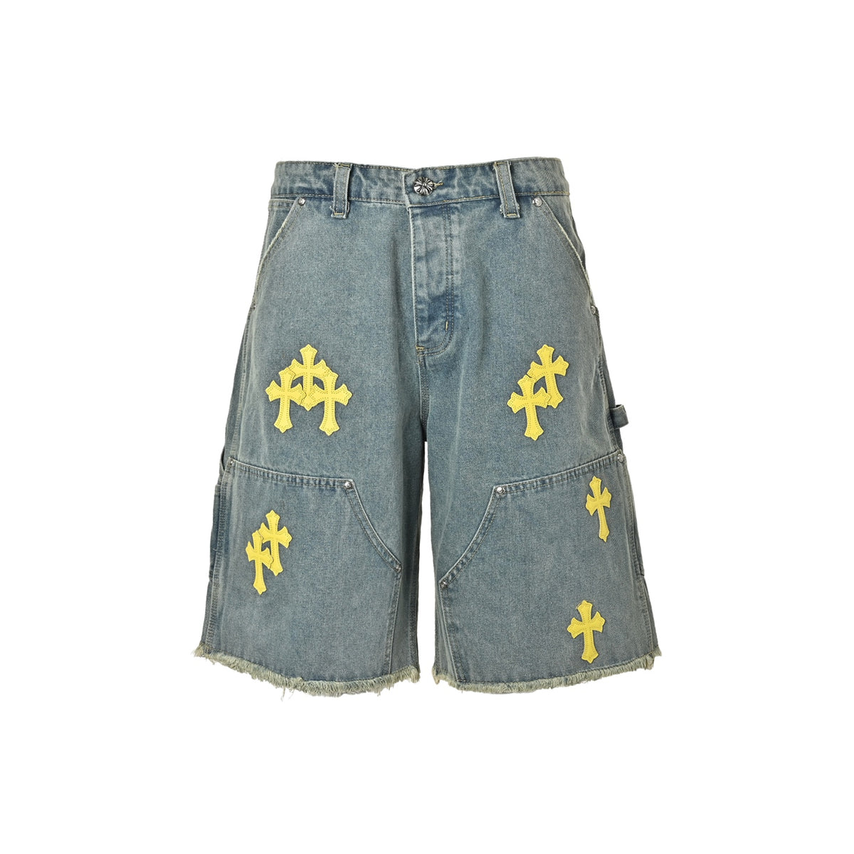 Chrome Hearts/Chrome Heart leather label cross denim shorts
