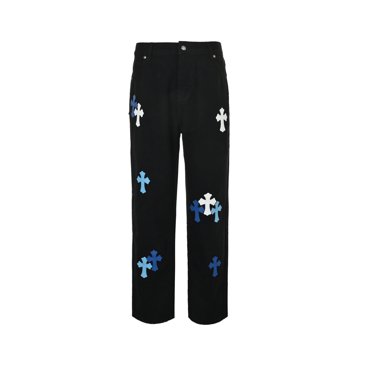 Chrome Hearts/Chrome Heart cross patch embroidered washed jeans