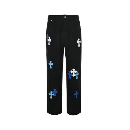 Chrome Hearts/Chrome Heart cross patch embroidered washed jeans