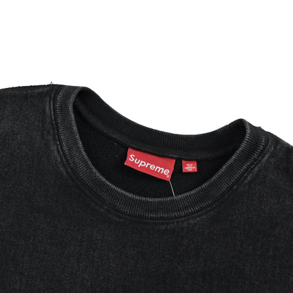 Supreme cracked BOX printed washed crew neck sweatshirt