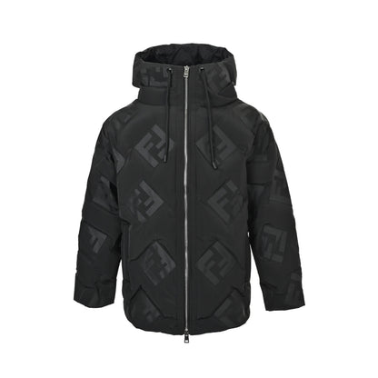 Fendi FF embossed nylon hooded down jacket