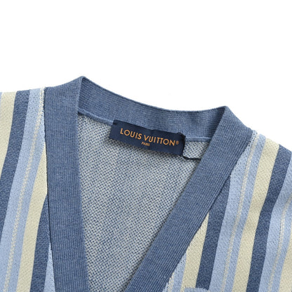 Louis Vuitton glacier blue and white striped knitted cardigan