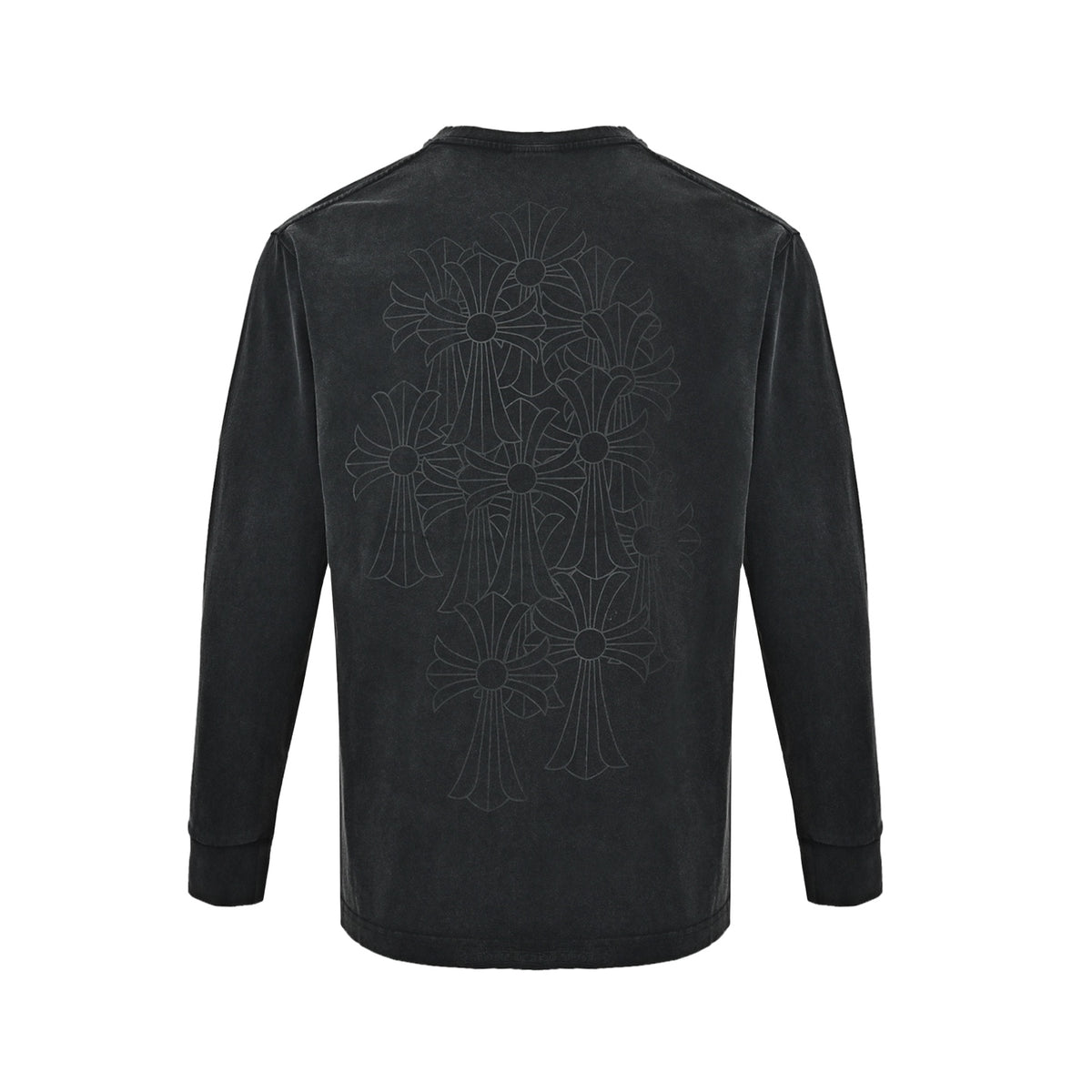 Chrome Hearts/Chrome Heart Shadow Cross Pattern Print Washed Long Sleeves