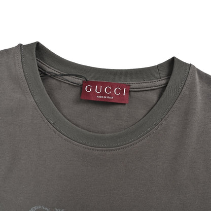 Gucci 26ss mottled square logo printed distressed short sleeves