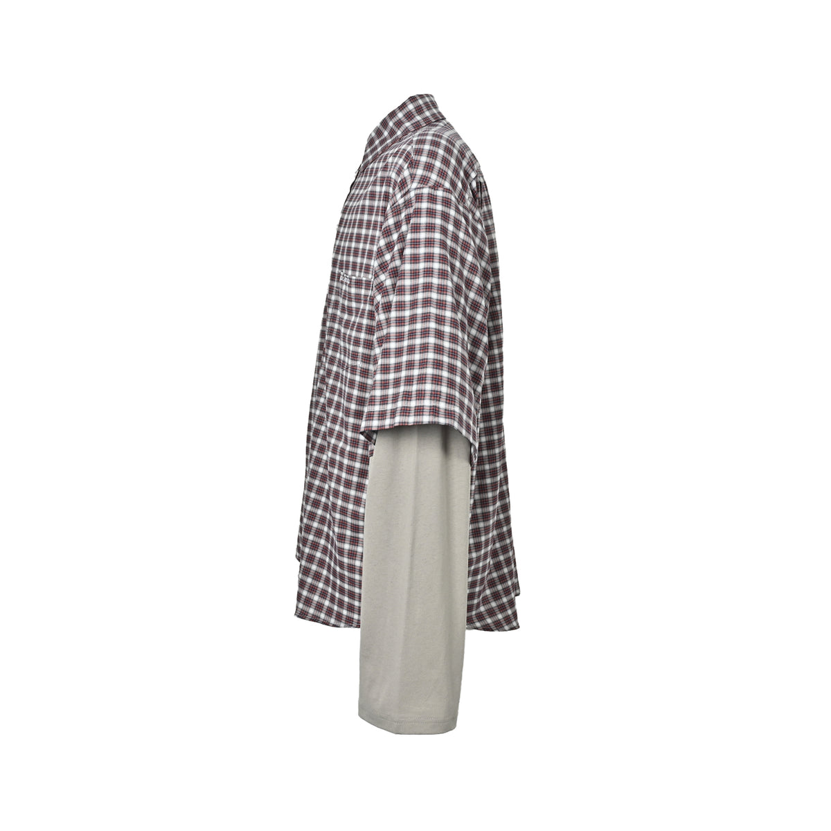 Balenciaga new 26ss plaid short-sleeved fake two-piece shirt