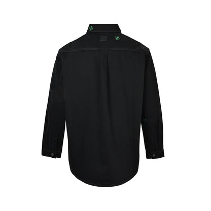 Dior four-leaf clover embroidered long-sleeved shirt jacket