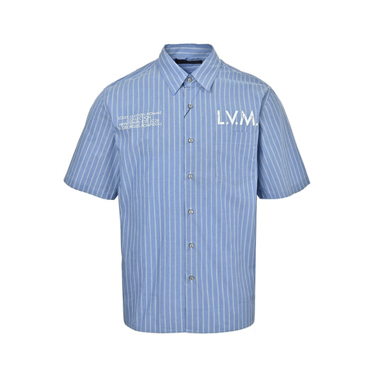 Louis Vuitton letter slogan striped short-sleeved shirt