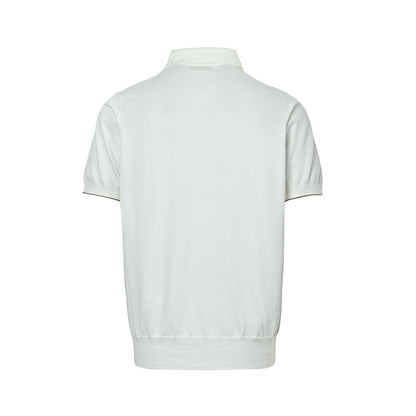 BRUNELLO CUCINELLI BC White Badge Cashmere Knitted POLO Short Sleeve
