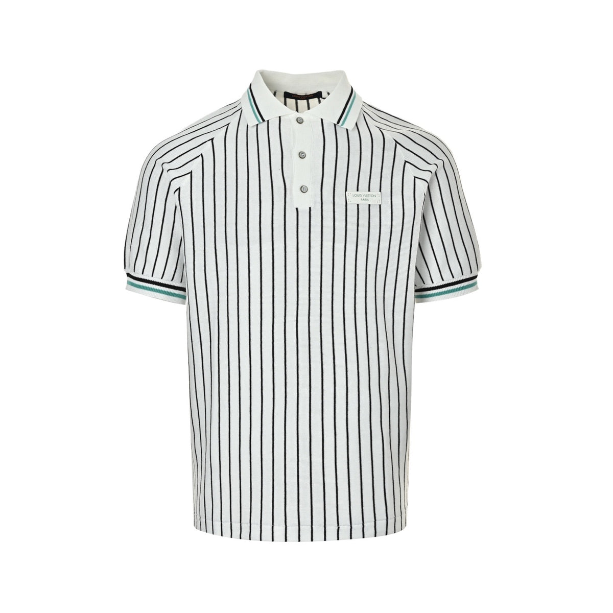 Louis Vuitton 26ss leather brand vertical striped knitted Polo short sleeves