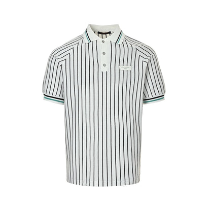 Louis Vuitton 26ss leather brand vertical striped knitted Polo short sleeves
