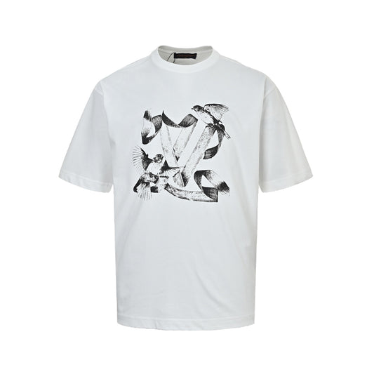 Louis Vuitton white dove print short sleeves