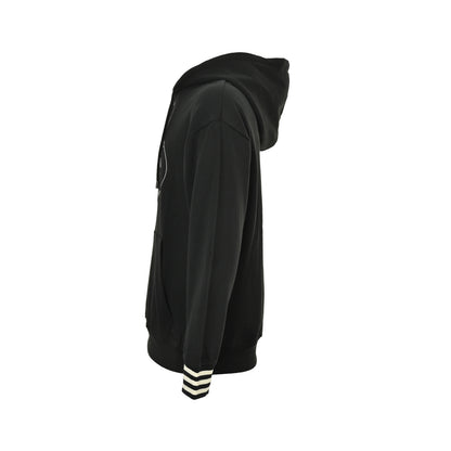 Prada 25Fw logo embroidered cuffs striped hooded sweatshirt