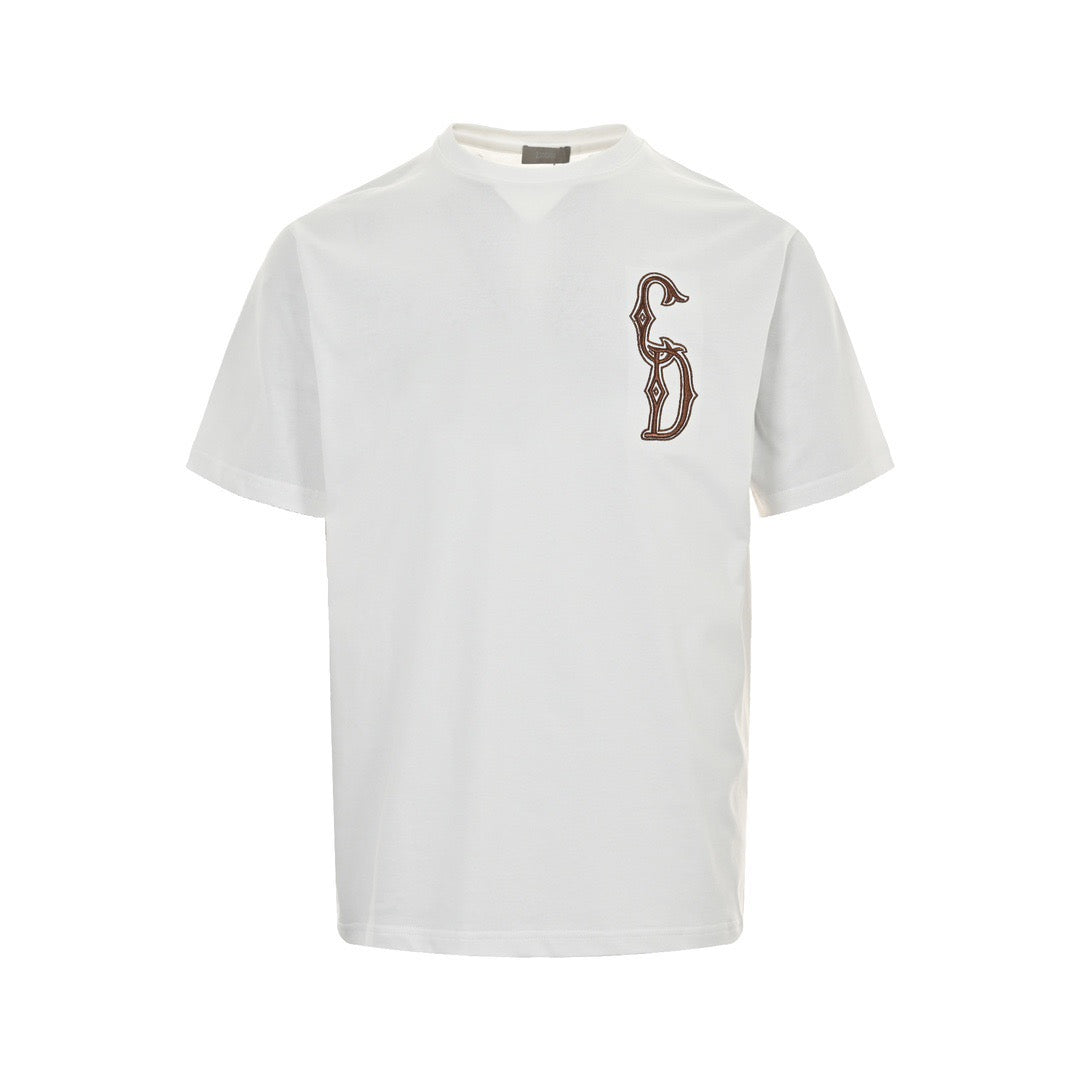 Dior 24ss gold thread embroidered CD short sleeves