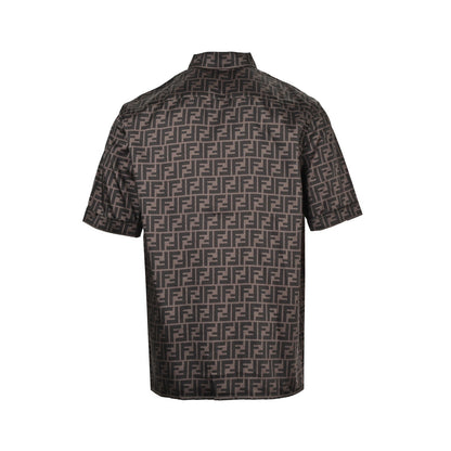 Fendi 25ss full FF jacquard dark pattern suit short-sleeved shirt