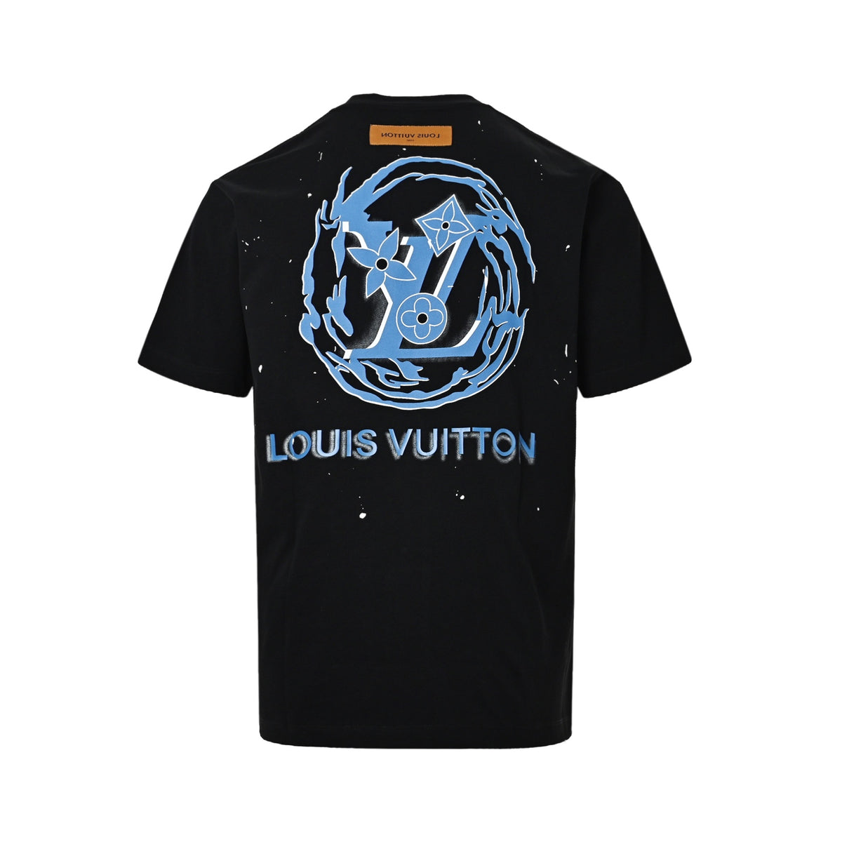 LouisVuitton/Louis Vuitton blue swirl LV printed inkjet short sleeves