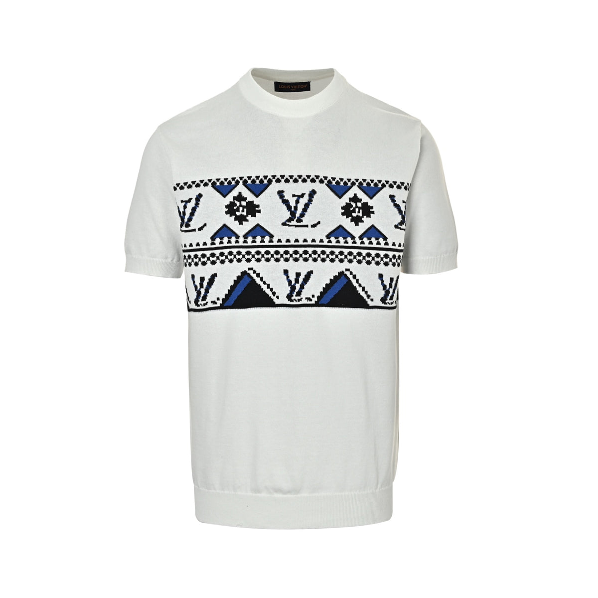 Louis Vuitton geometric old flower jacquard knitted short sleeves
