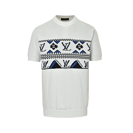 Louis Vuitton geometric old flower jacquard knitted short sleeves