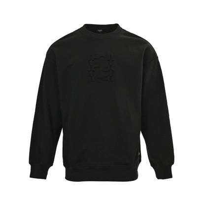 Fendi 25Fw dark pattern double F three-dimensional embossed round neck sweatshirt