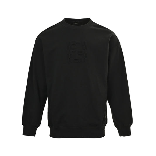 Fendi 25Fw dark pattern double F three-dimensional embossed round neck sweatshirt