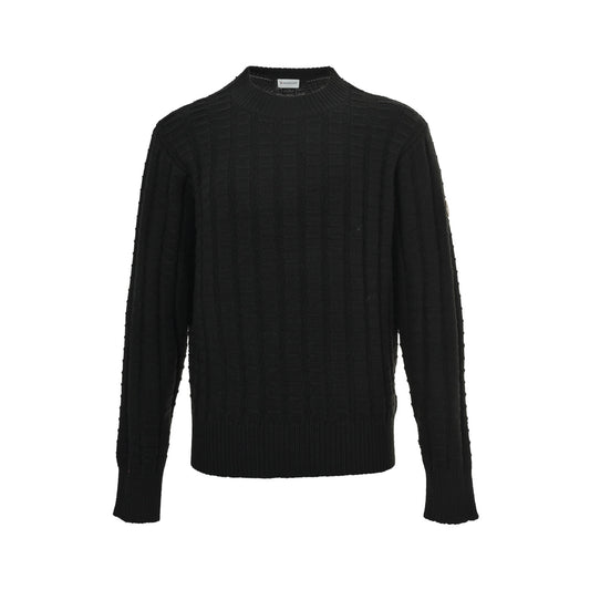 Moncler/Mask two-color embossed knitted crew neck sweater