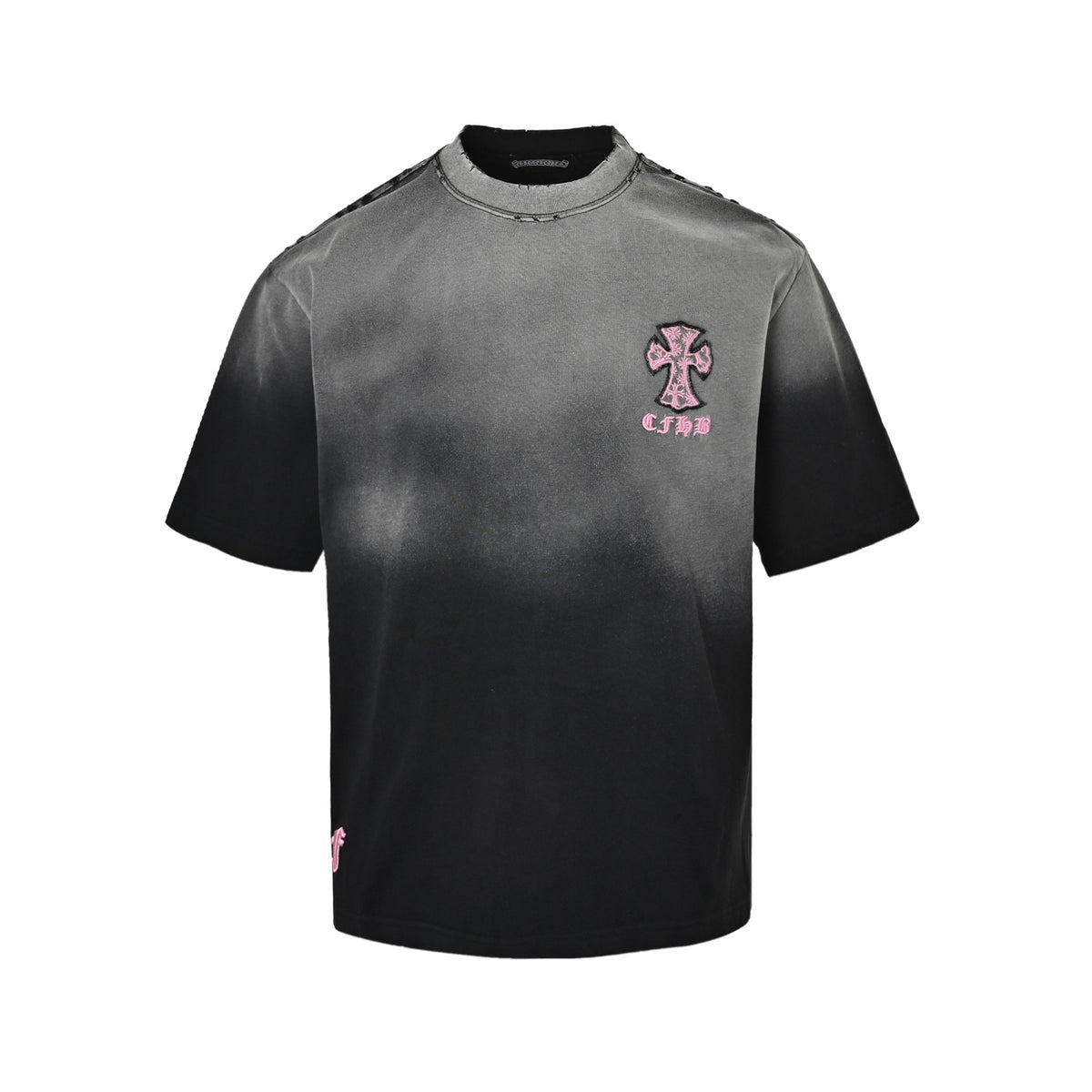 Chrome Hearts/Chrome Heart Cross patch embroidered round neck short sleeves