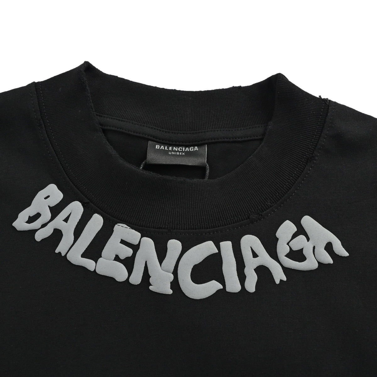 Balenciaga 26ss neckline letter foam printed short sleeves