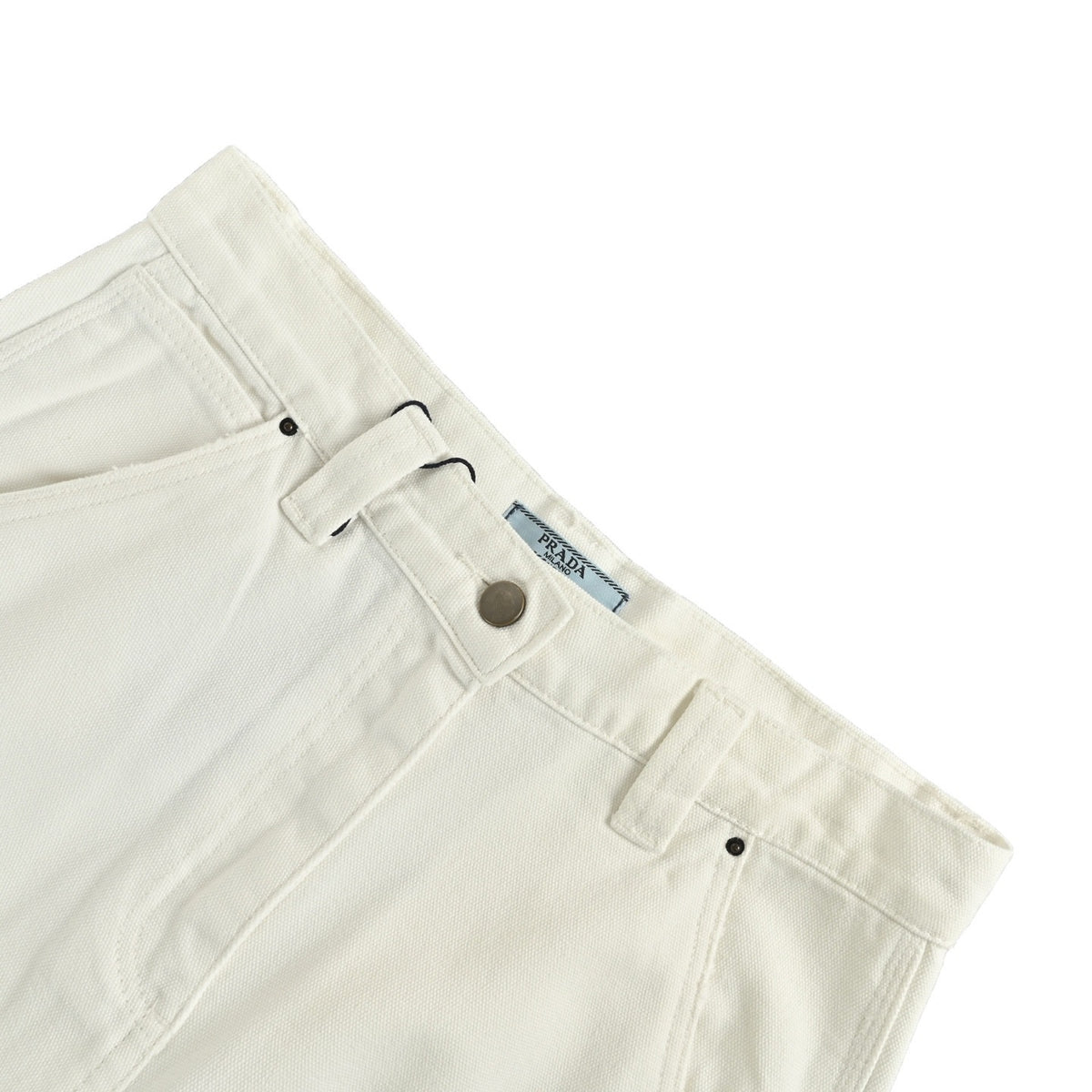 Prada 25ss triangle leather brand logging work jeans