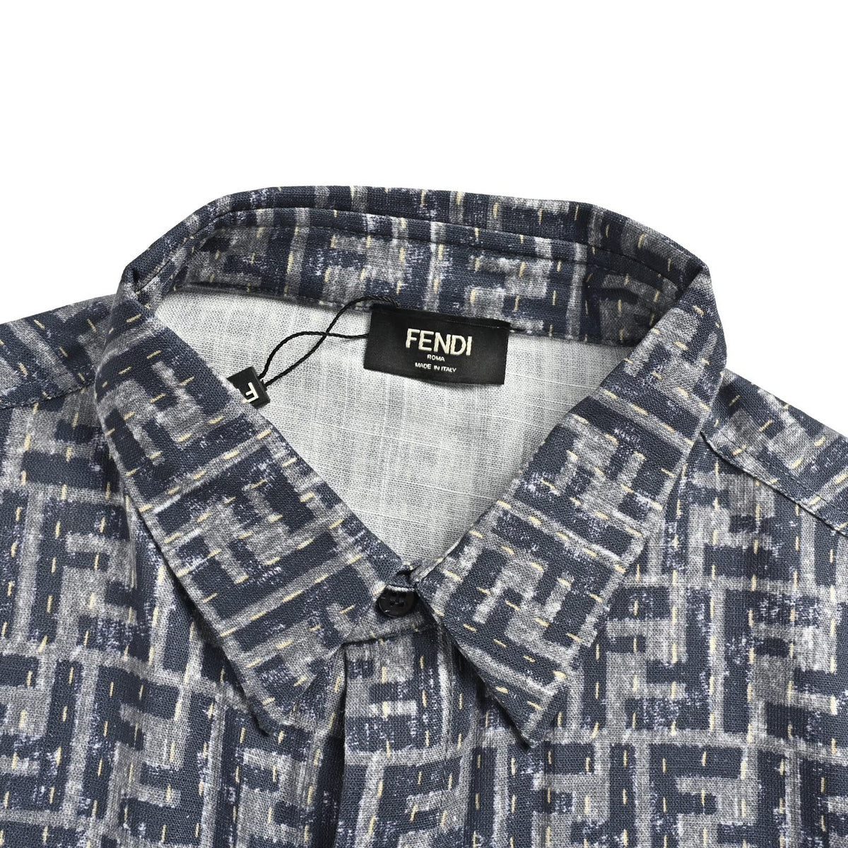 Fendi topstitched FF jacquard short-sleeved shirt