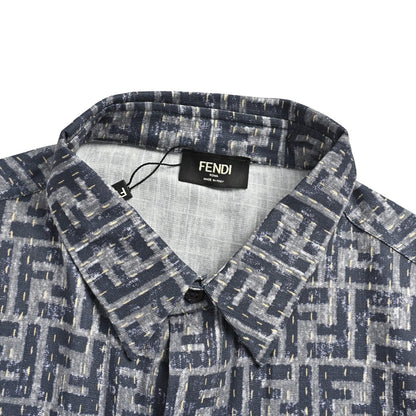 Fendi topstitched FF jacquard short-sleeved shirt