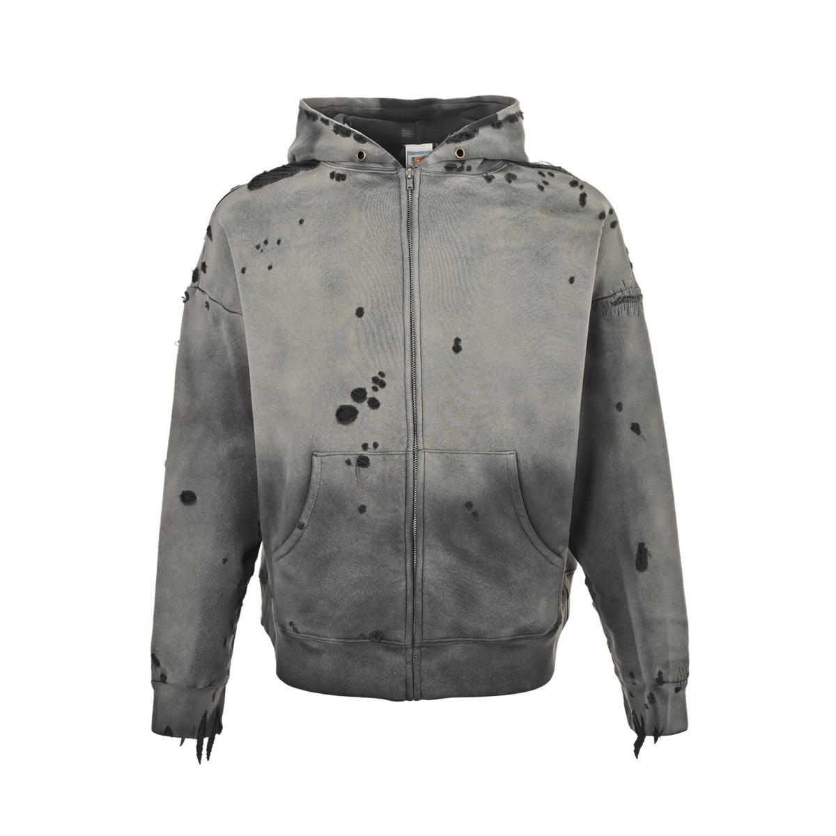 Saint Michael Double Destroyed Waffle Hooded Jacket