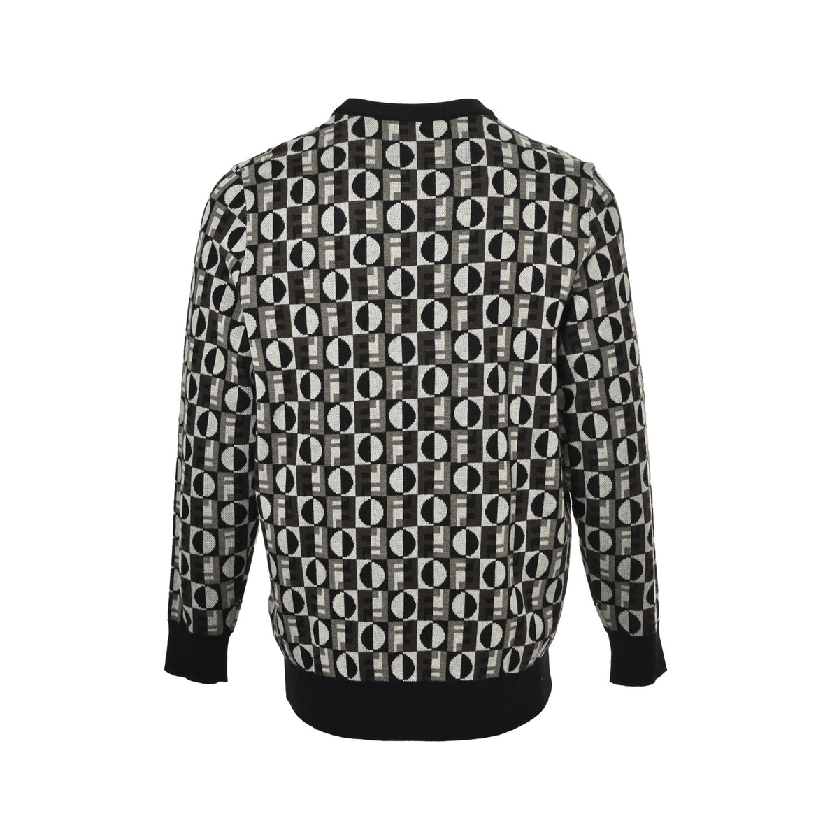 Fendi OPTICA full round label jacquard knitted sweater
