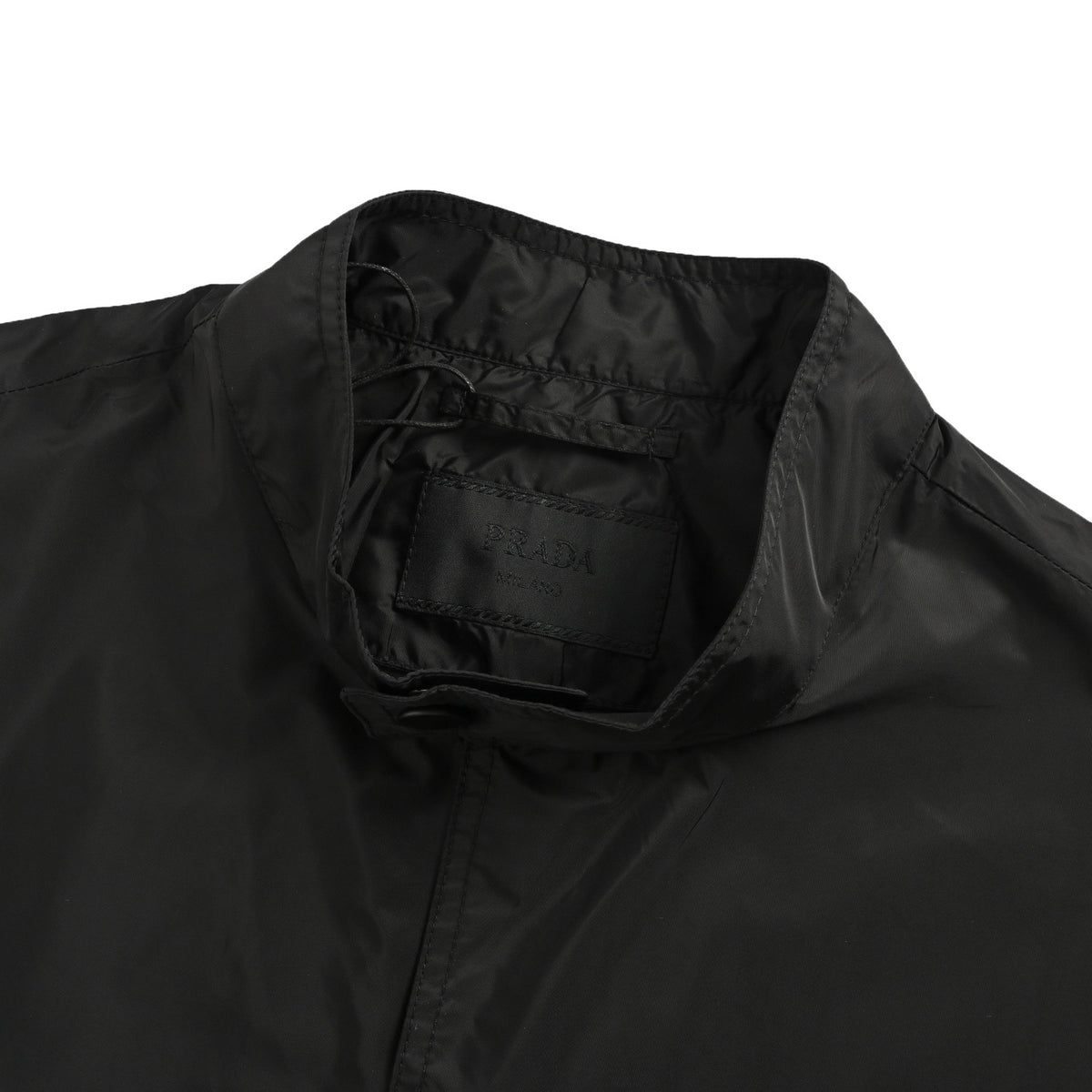 Prada 25Fw flap pocket concealed button regenerated nylon stand collar jacket