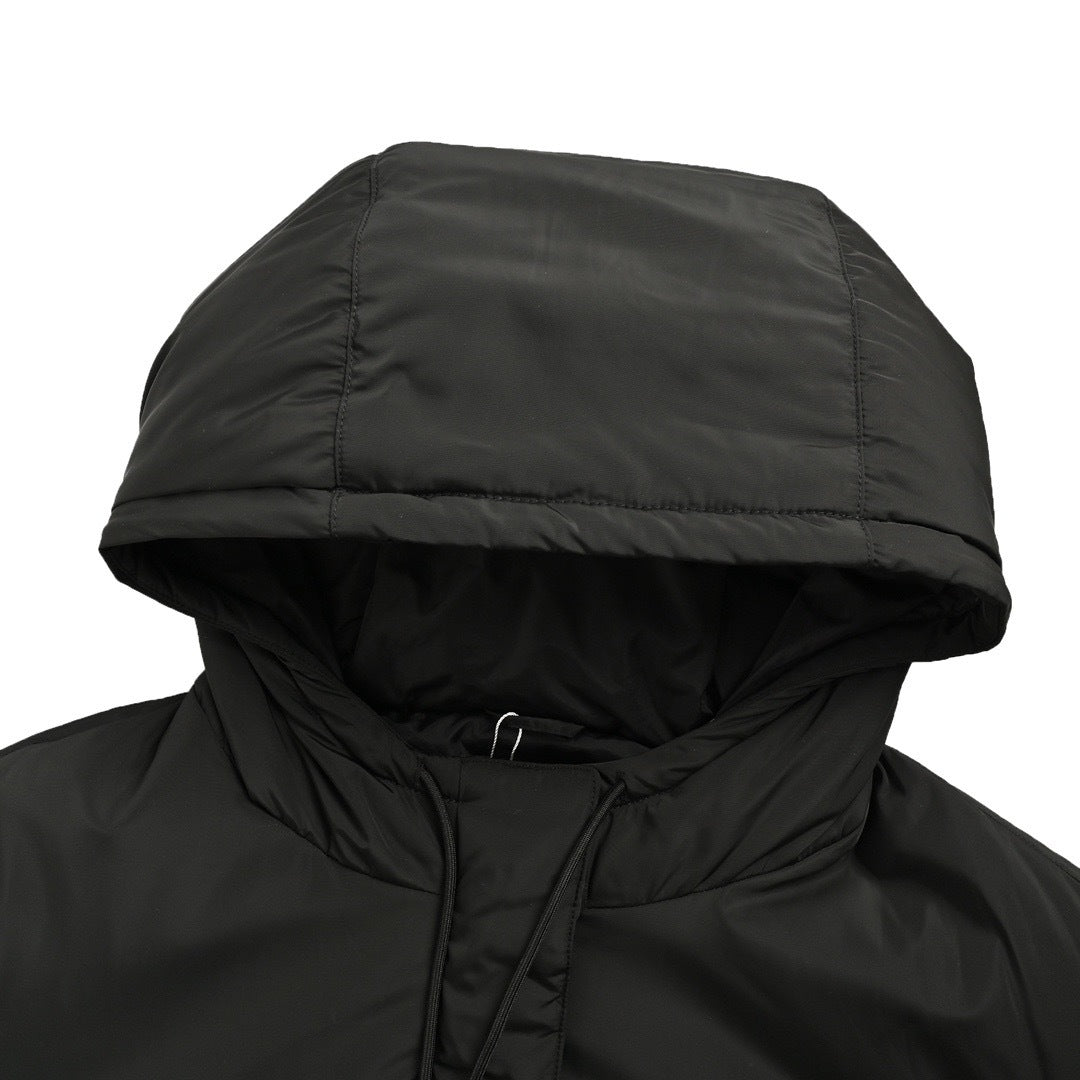 Miu Miu hooded down jacket with embroidery on the chest