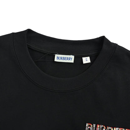 Burberry 26ss plaid pocket embroidered letter short sleeves